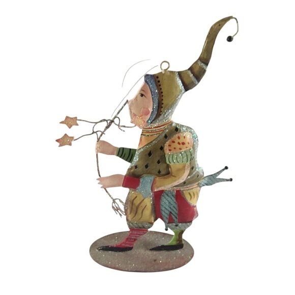 Vintage-Inspired Handpainted Metal Jester Holding Star Wand Figurine - Picture 1 of 10